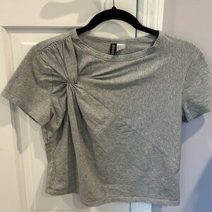 H&M Gray Ruched Short Sleeve T-Shirt